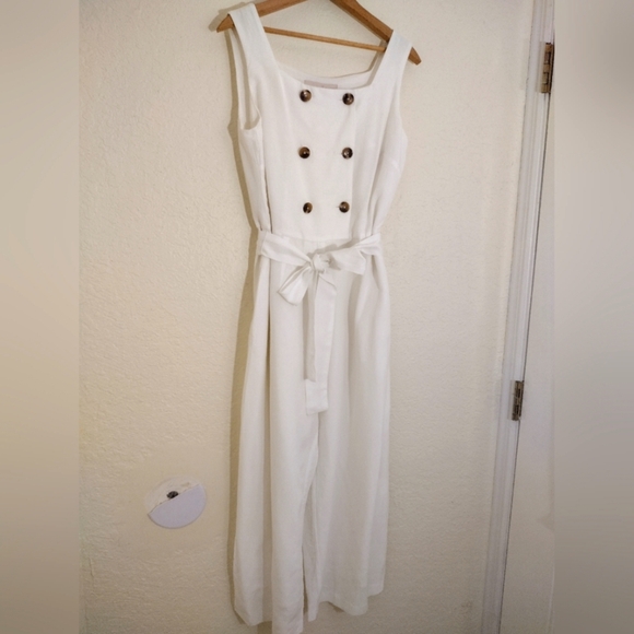 Gal Meets Glam Cleo Square Neck Jumpsuit Linen Blend - Picture 4 of 9